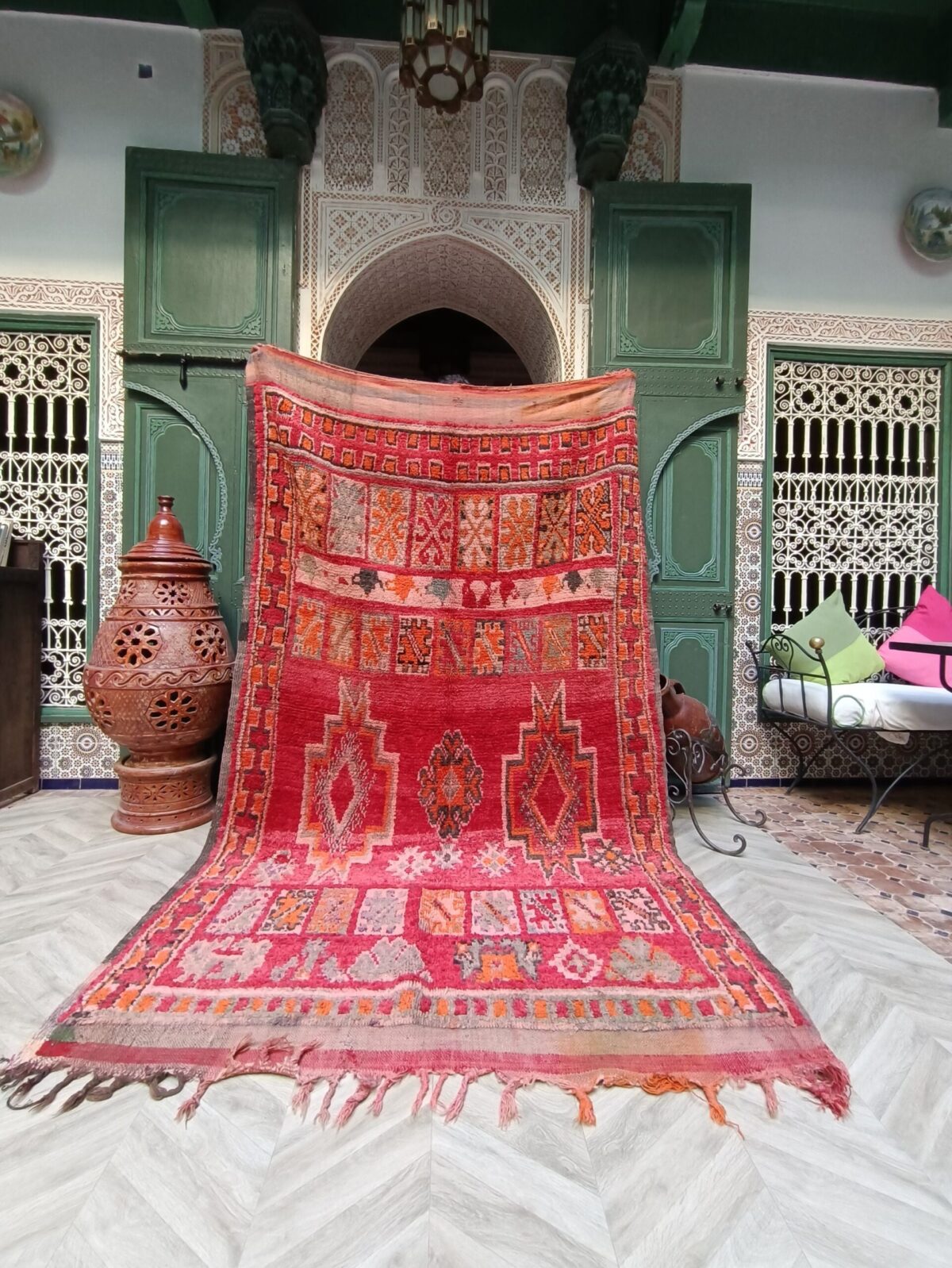 vintage Moroccan rug, boujaad rug, geometrique carpet,  8.82 x 5.24 FT / 269 x 160 cm