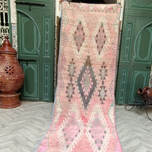 Vintage Moroccan Berber Hallway Rug, Old Morocco Hallway Rug, 9.51 x 3.28 FT / 290 x 100 cm