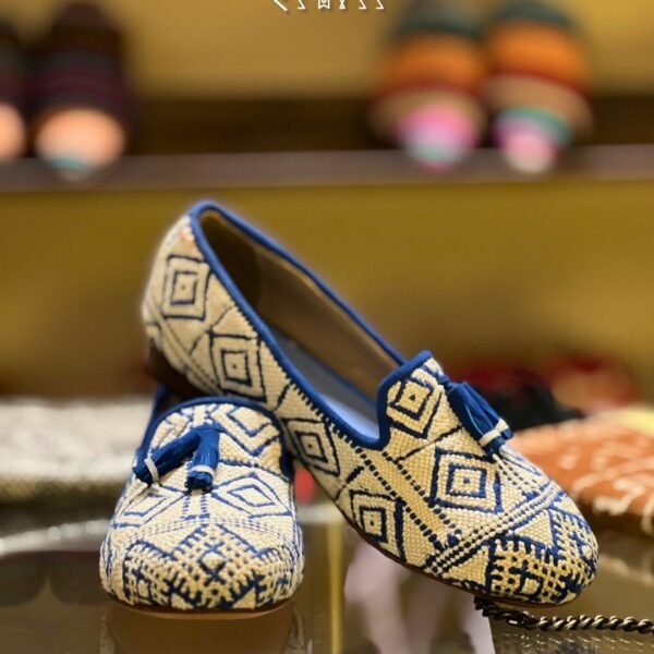 Moroccan Kilim Slippers Blue