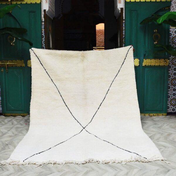 Moroccan rug Hand knotted Beni ourain rug Berber wool rug Handmade rug 220 x 153 cm