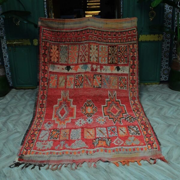 vintage moroccan beni mguild rug, berber handmade area rug 267 x 158 cm