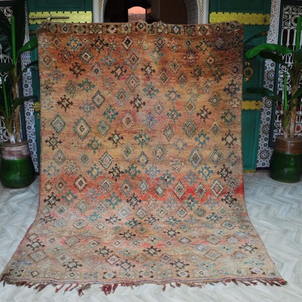 Vintage moroccan beni mguild rug, berber handmade area rug 293 x 203 cm
