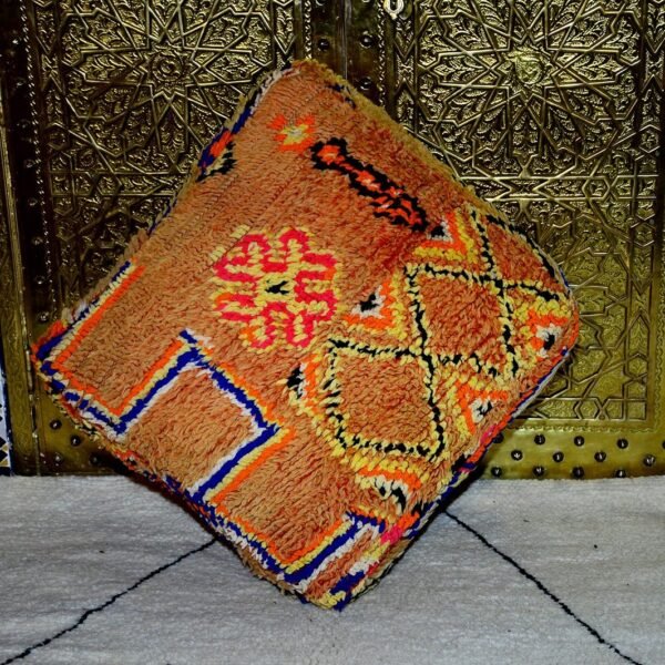 Vintage Moroccan pouf, berber cushion, Square footrest, kilim floor cushion 1.96 x 1.96 x 0.65 Feet / 60 x 60 x 20 cm