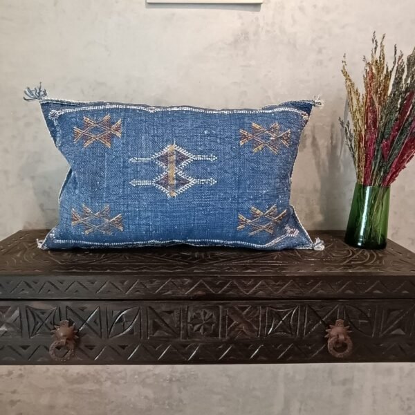 Moroccan Blue Cactus Silk Pillow Cover, - Buy 2 & Get 1 Free - buy 3  Get 2 Free