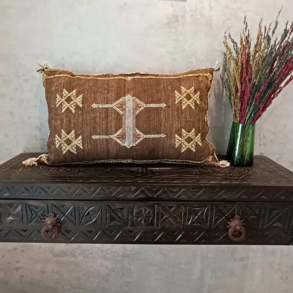 Brown Moroccan Blue Cactus Silk Pillow Cover -Buy 2 & Get 1 Free- buy 3  Get 2 Free