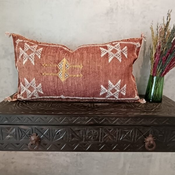 Moroccan Dark-Orange Cactus Silk Pillow Cover, - Buy 2 & Get 1 Free - buy 3  Get 2 Free