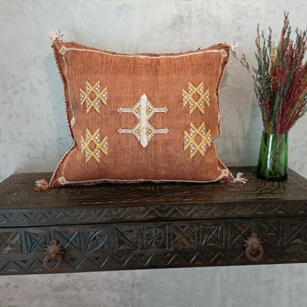 Moroccan Dark Orange Cactus Silk Pillow Cover, -Buy 2 & Get 1 Free- buy 3 Get 2 Free