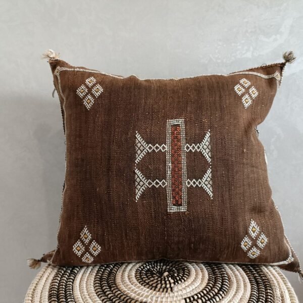 Moroccan Dark Brown Cactus Silk Pillow Cover, -Buy 2 & Get 1 Free- buy 3 Get 2 Free