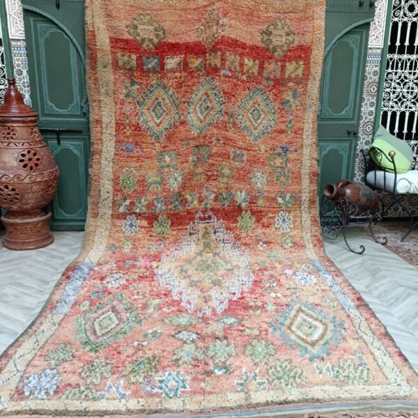 Moroccan rug Hand knotted Beni ourain rug Berber wool rug Handmade rug 12.36 x 6.23 feet / 377 x 190 Cm