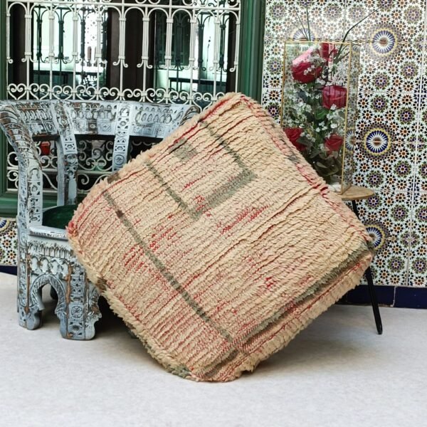 Ottoman pouf, vintage Moroccan Square Pouf, Yoga meditation cushion 1.96 x 1.96 x 0.65 FT / 60 x 60 x 20 cm