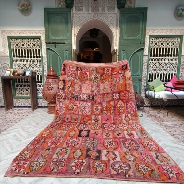 large Vintage Moroccan rug, handmade carpet Berber Vintage beni mguild, berber rug chic colorful  9.18 x 6.56 FT /  280 x 200 cm