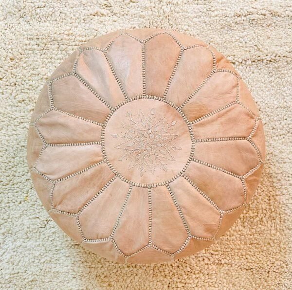 Moroccan leather ottoman,100% Leather, Ottoman leather pouf