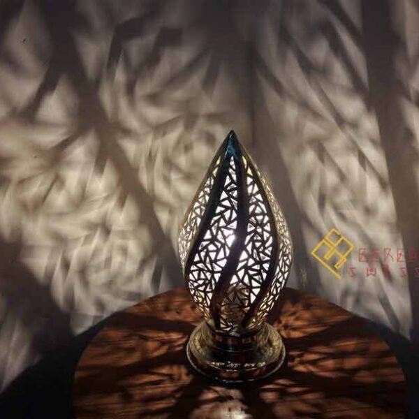 Moroccan Infinity Bedside Table Lamp, Handmade Marrakesh Brass Table Light Fixture