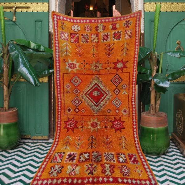 Sunset Radiance – Vintage Moroccan Rug, Handmade Rug 268 x 130 cm